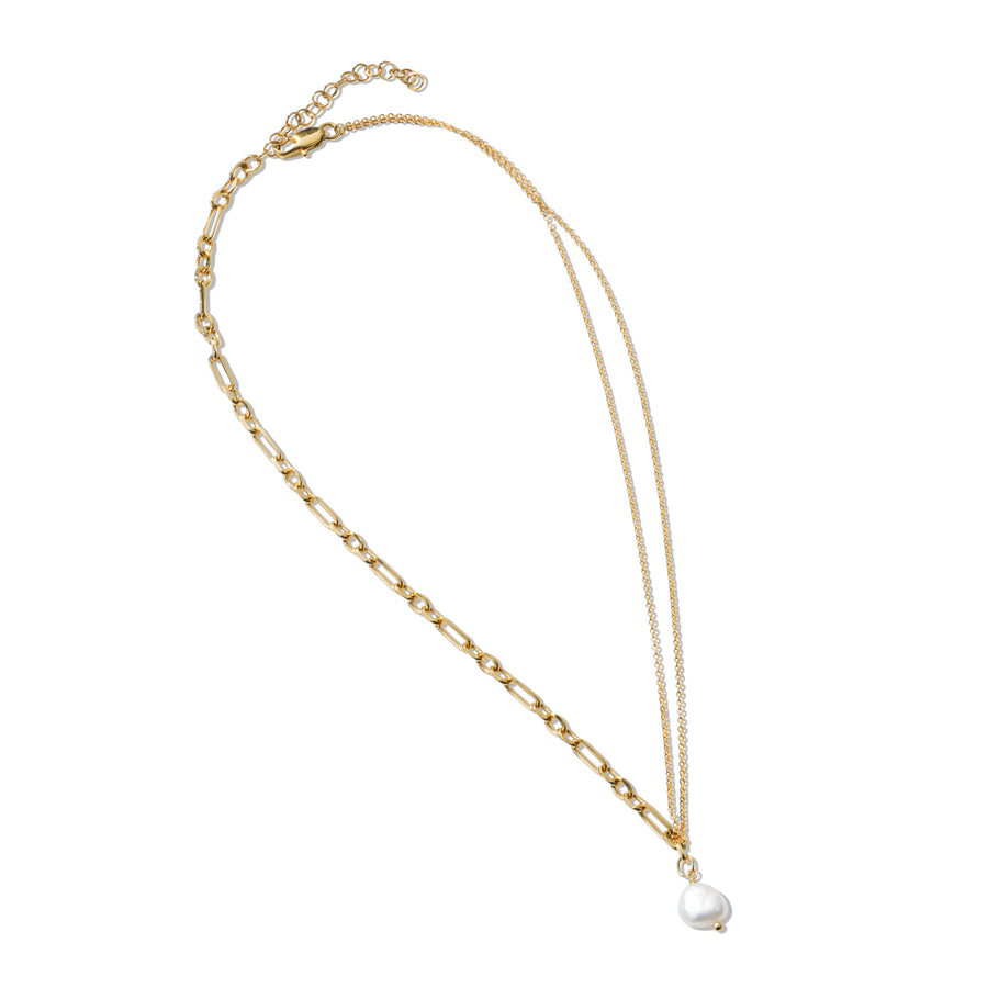 Talia 14K Gold Pearl Duo Row Necklace