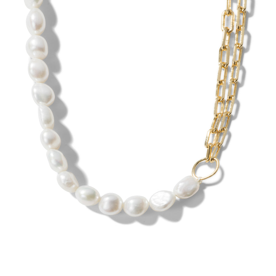 Gemma Luxe 18K Gold Baroque Pearl Chain Necklace