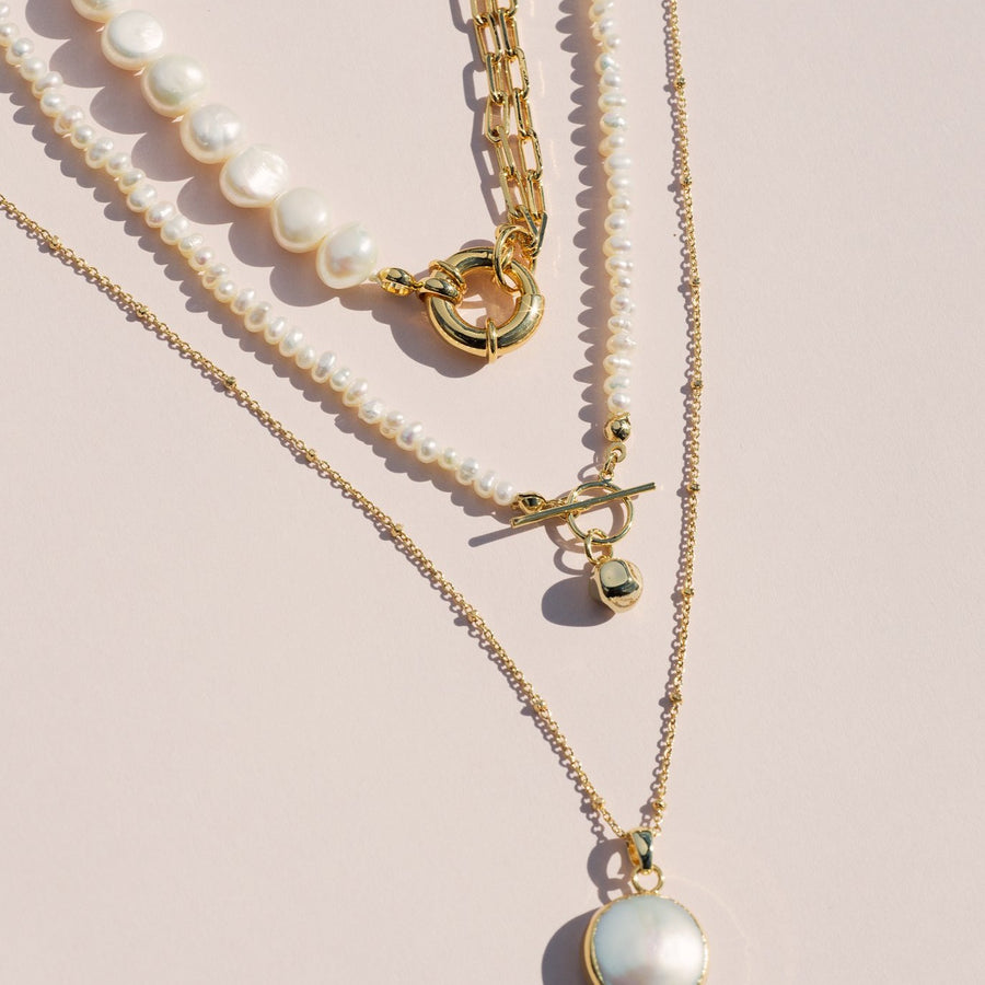 Gemma Luxe 18K Gold Baroque Pearl Chain Necklace
