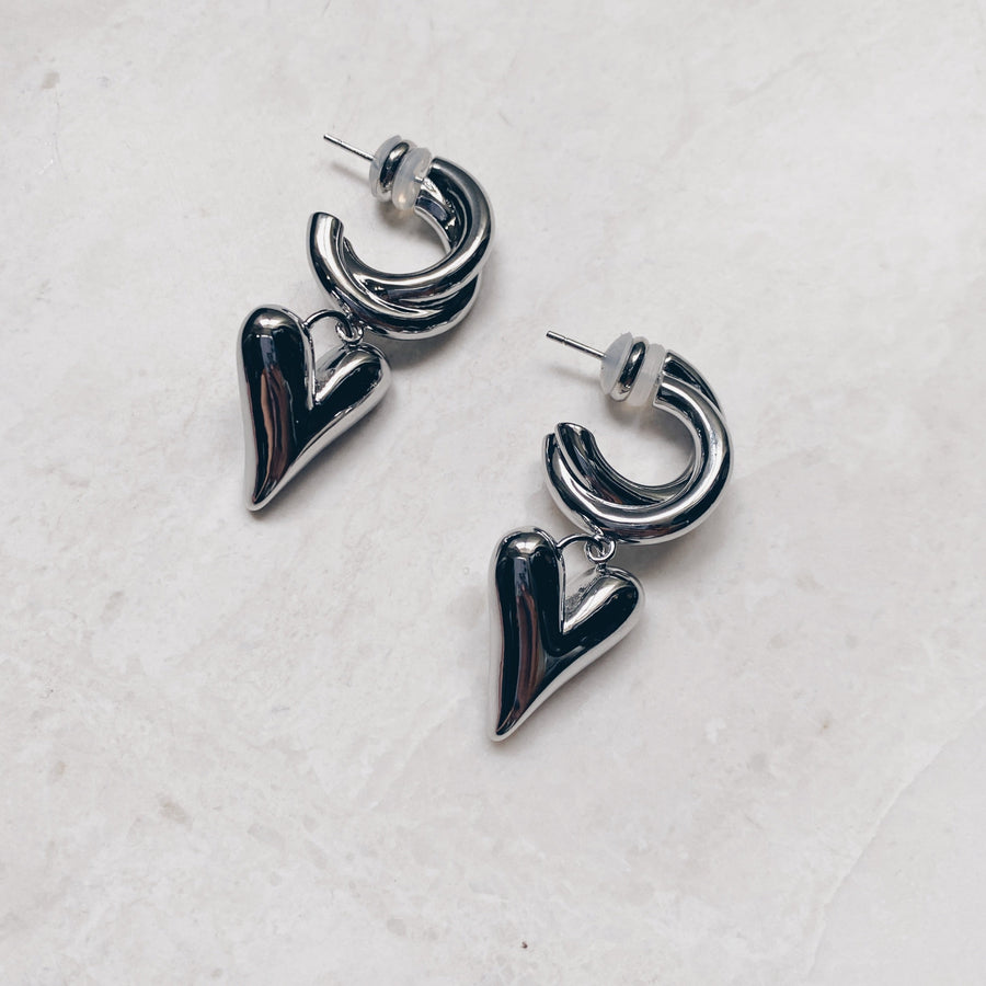 Freya Heart-You Luxe platinum plated silver Drop earrings