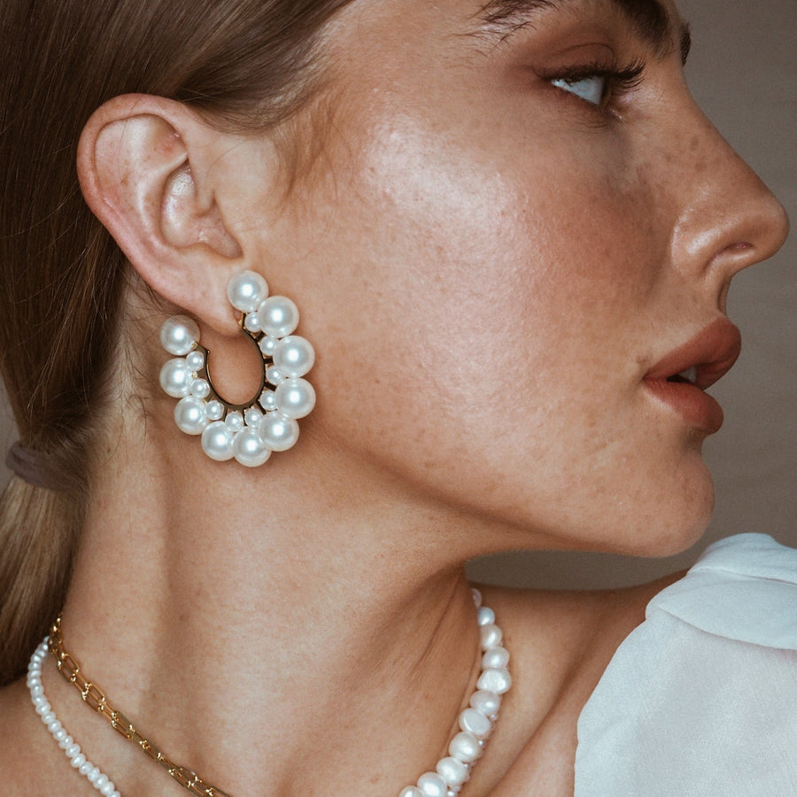 Octavia Pearly Hoop Earrings