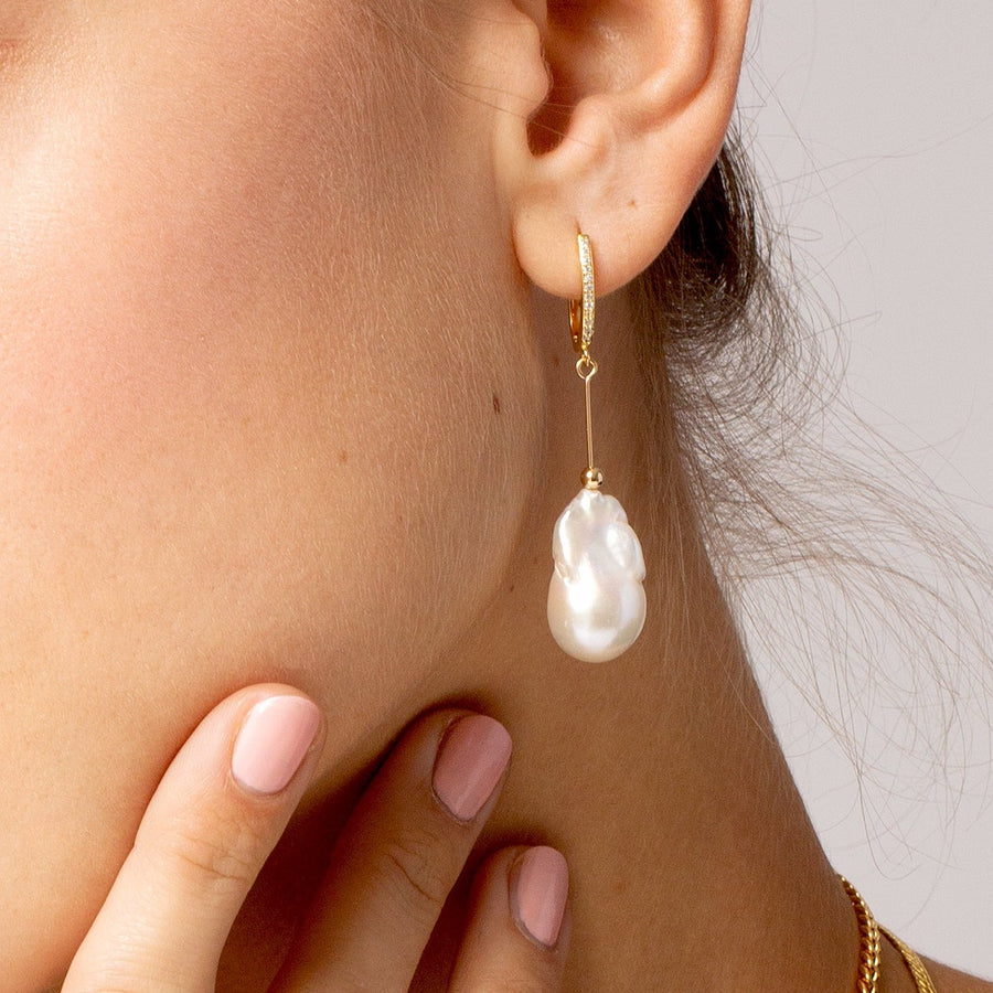 Monroe Luxe Crystal Freshwater Pearl Dangle Earrings