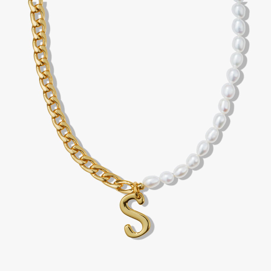 Arlette Luxe Initial 18K Gold & Freshwater Pearl Chain Necklace
