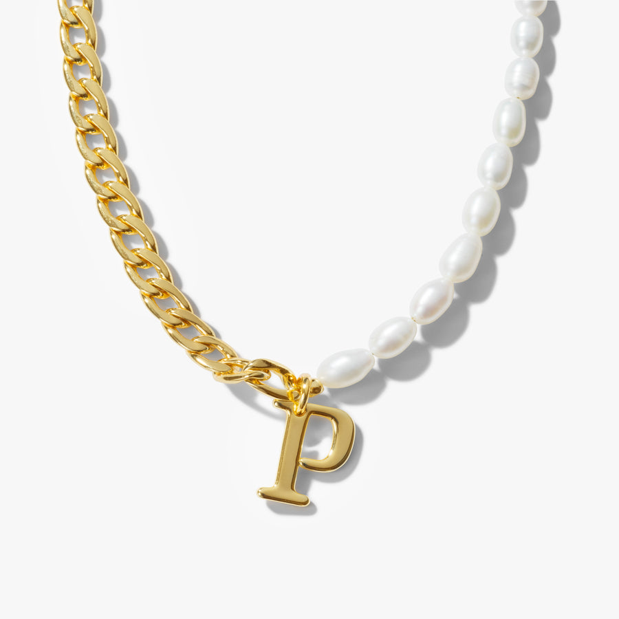Arlette Luxe Initial 18K Gold & Freshwater Pearl Chain Necklace