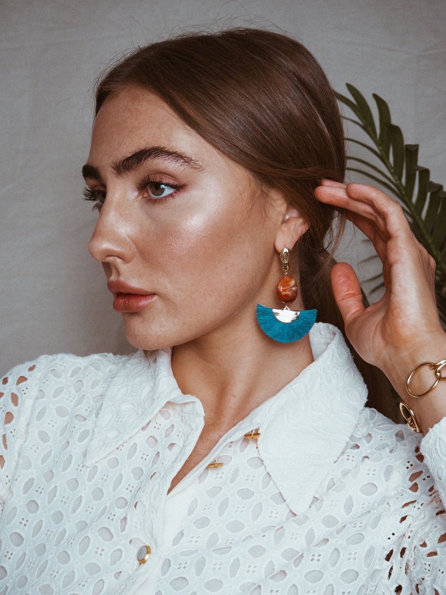 Simone Tassel Drop Earrings Vibrant Turquoise