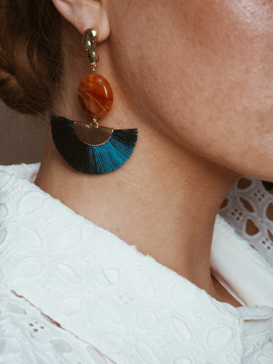 Simone Tassel Drop Earrings Vibrant Turquoise