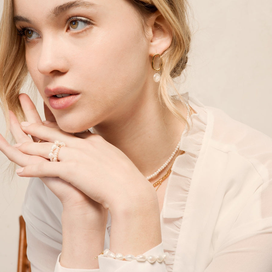 Élise Duo Bean 14K Baroque Pearl Ring from Pijouletta