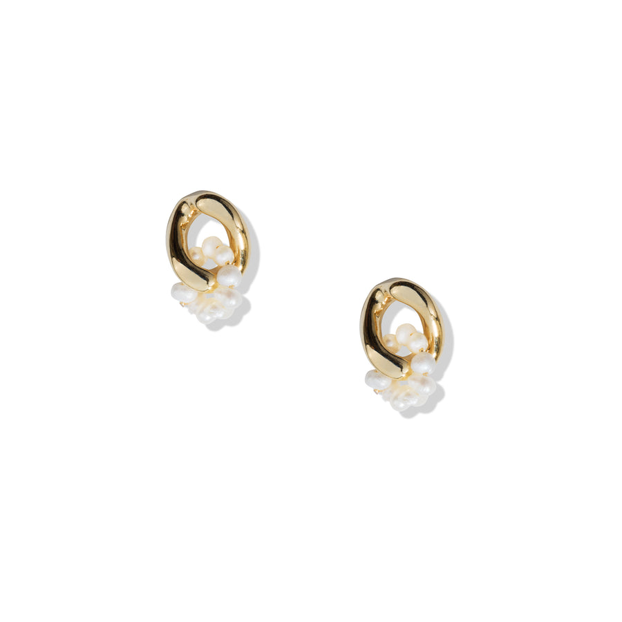 Julie Oval 14K Gold Pearl Drop Earrings