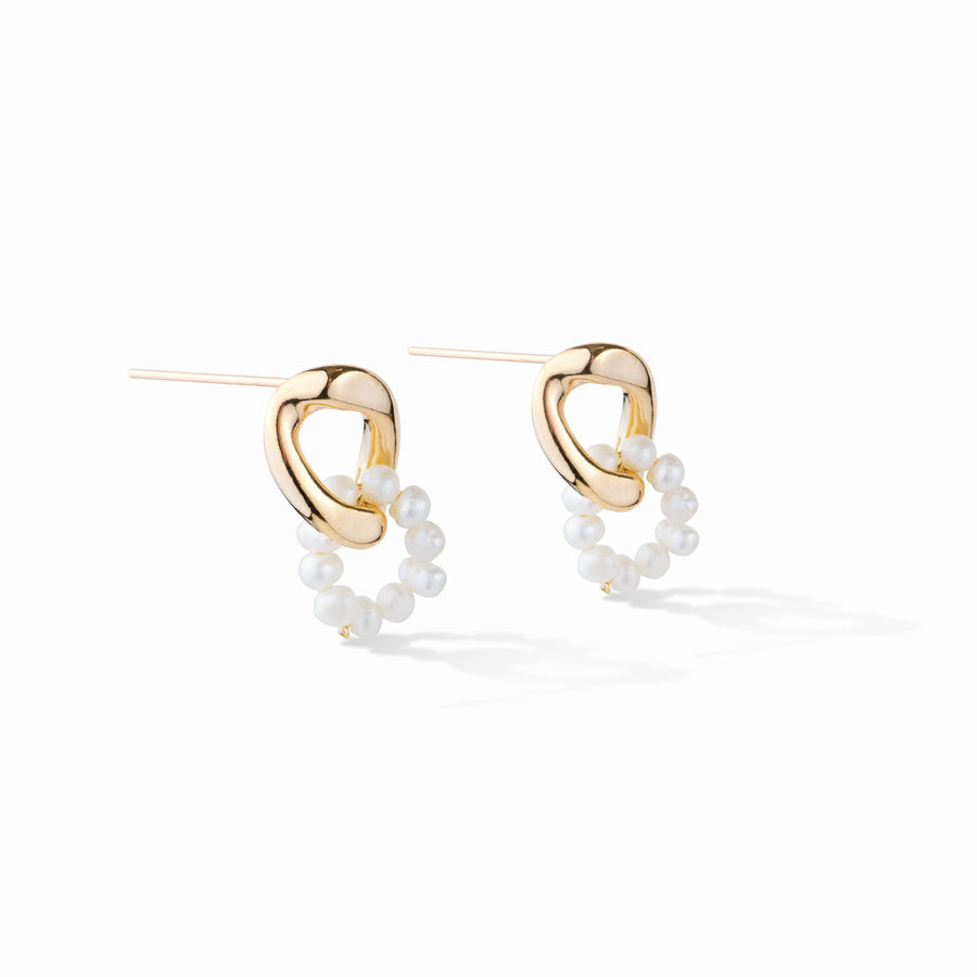 Julie Oval 14K Gold Pearl Drop Earrings