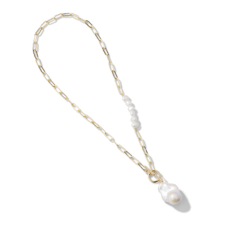 Lieselotte Luxe 14K Gold Baroque Pearl Chain Necklace