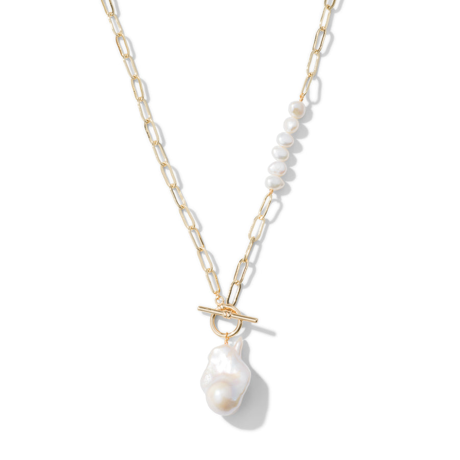 Lieselotte Luxe 14K Gold Baroque Pearl Chain Necklace