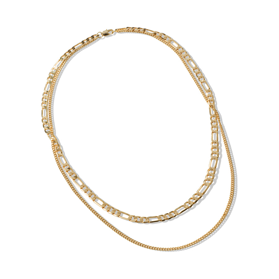Amber Luxe 18K Gold Double Chain Necklace