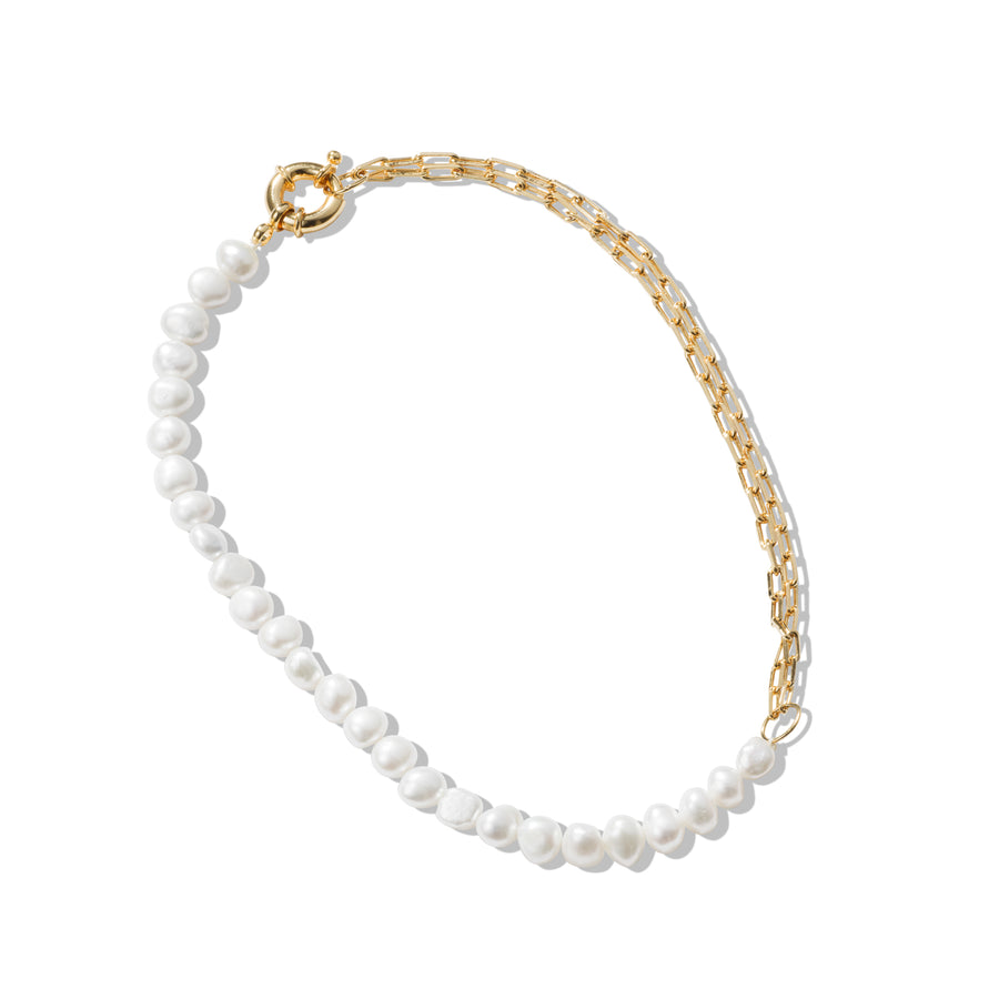 Gemma Luxe 18K Gold Baroque Pearl Chain Necklace – Pijouletta