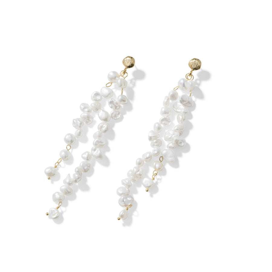 Clemence Falls 18k Gold Baroque Pearl Drop Earrings