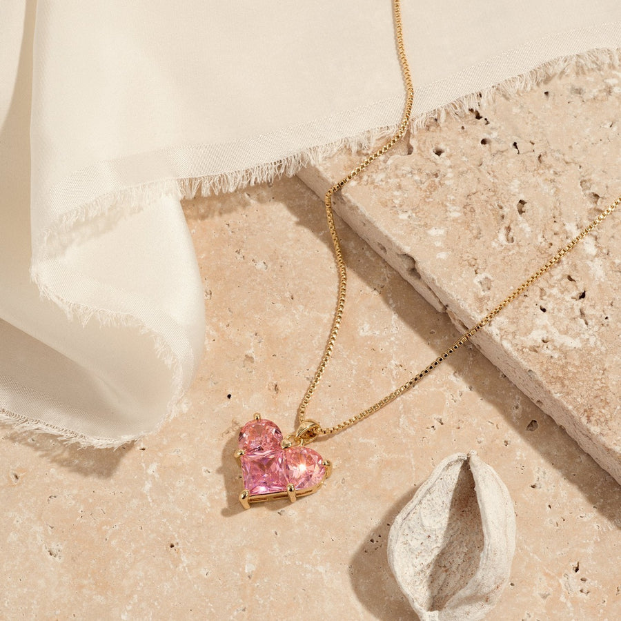 thumbnail image 2 of 10K Solid Yellow Gold Cubic Zirconia CZ Heart Necklace Love Pendant Charm 2 of 9