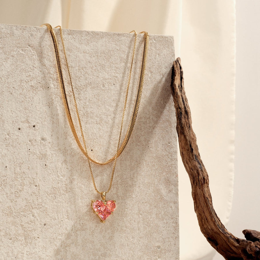 Lena Luxe 14K Gold Love-You Heart Crystal Pendant Necklace