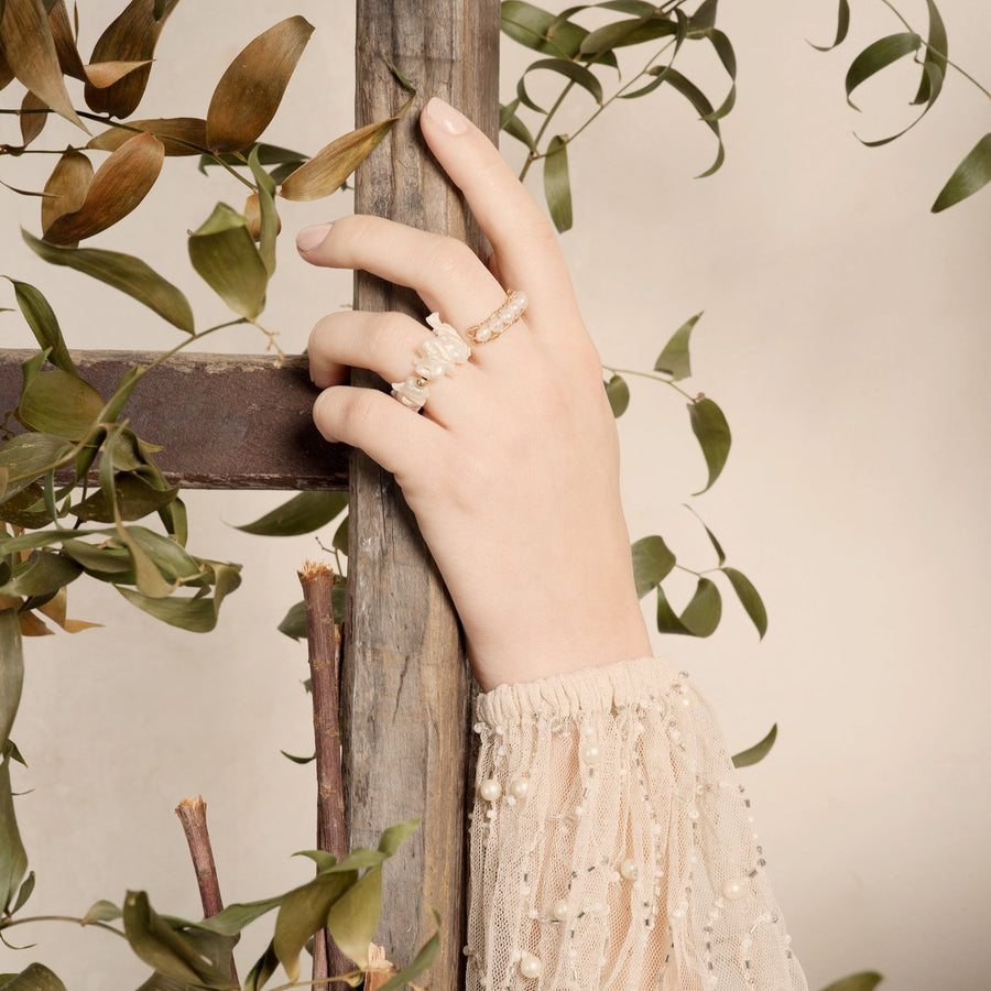 Elodie Petal Bean 14K Baroque Pearl Ring